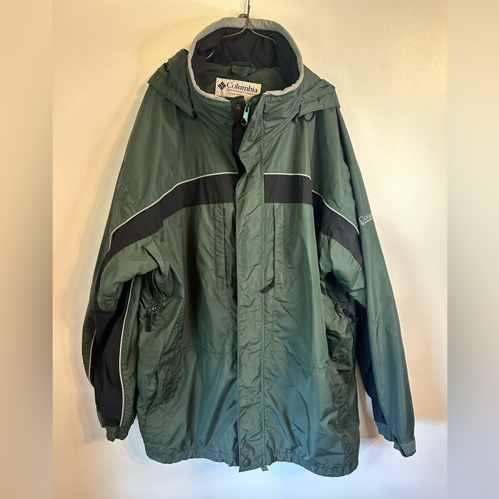 Vintage Columbia Green, Black And Tan Men’s XXL  Coat EUC